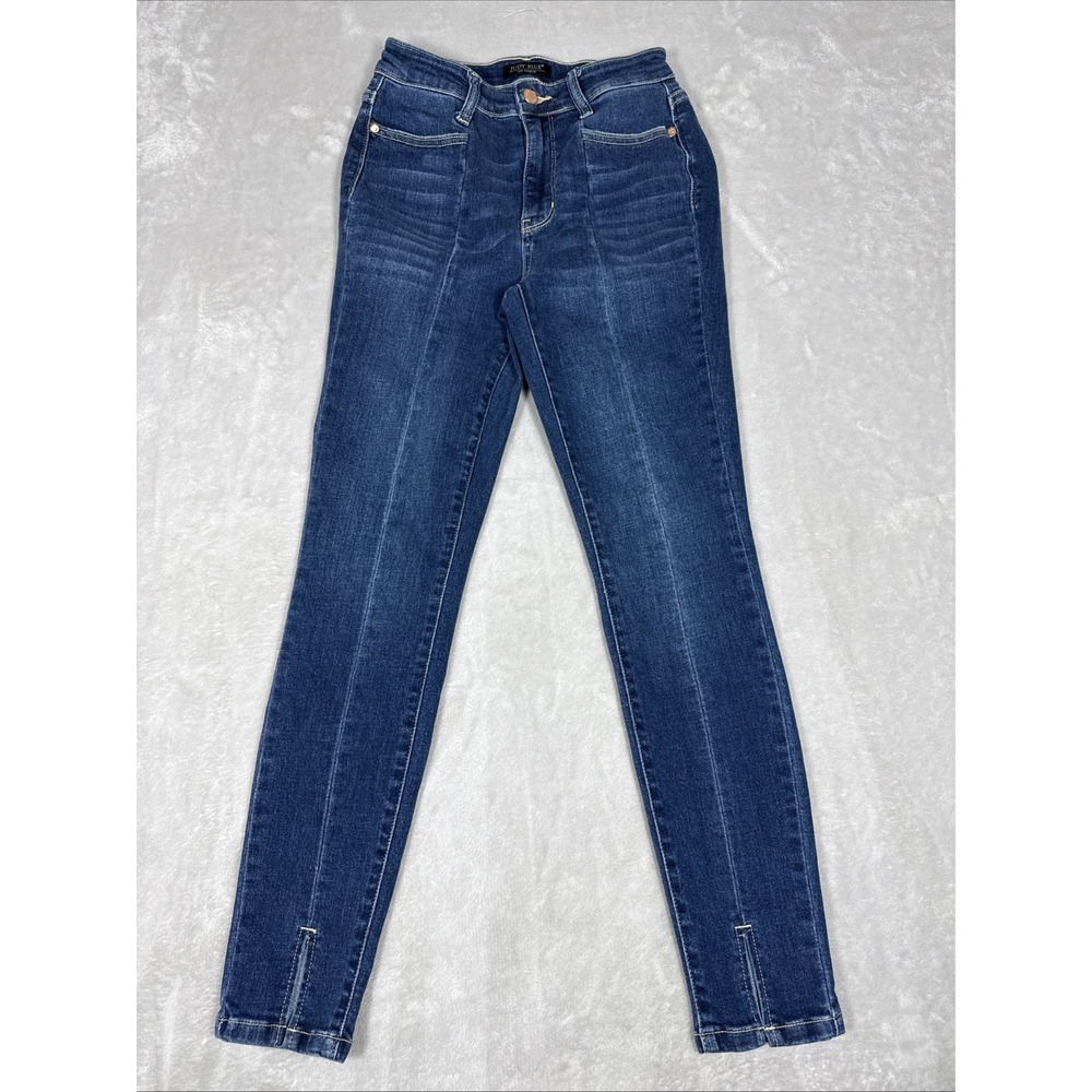 Judy Blue Skinny Fit Pleated Dark Wash Jeans Women's Size 1/25 (25X28) Stretch